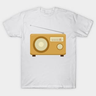 Retro vintage brown flat style portable radio T-Shirt